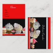 SCHÖNE KUPCAKES WÜSTENSHOP, schwarz, rot Visitenkarte (Vorne/Hinten)