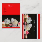 SCHÖNE KUPCAKES WÜSTENSHOP, schwarz, rot Visitenkarte (Vorne/Hinten)