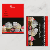 SCHÖNE KUPCAKES WÜSTENSHOP, schwarz, rot Visitenkarte (Vorne/Hinten)