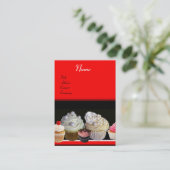 SCHÖNE KUPCAKES WÜSTENSHOP, schwarz, rot Visitenkarte (Stehend Vorderseite)