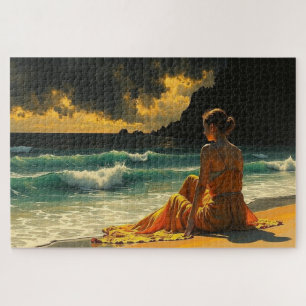 Schöne Küsten Nacht Meeres Reflexion Puzzle