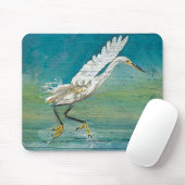 Schöne Küstenwache, Egret Shore Bird Malerei Mousepad