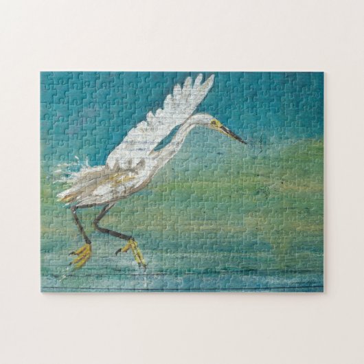 Schöne Küstenwache, Egret Shore Bird Malerei Puzzle (Horizontal)