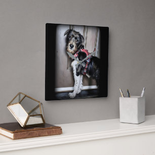 Schöne Labradoodle-Wall-Uhr Quadratische Wanduhr