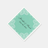 Schöne Lace Frame Aqua Wedding Serviette (Ecke)