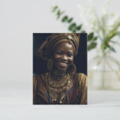 Schöne lächelnde afrikanische Frau Postkarte (Stehend Vorderseite)