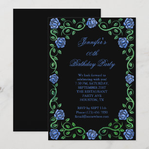 Schöne Lacy blaue Rosen-gerahmtes Einladung