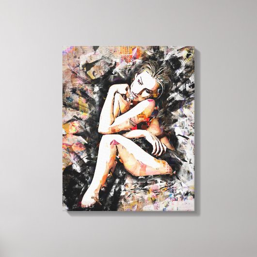 Schöne Lady Abstrakt Art Wrapped Canvas Leinwanddruck (Vorderseite)