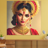 Schöne Lady aus Indien Canvas Print Picture Leinwanddruck (Insitu (Wohnzimmer))