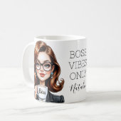 Schöne Lady Boss mit Brille Kaffeetasse (Vorderseite Links)