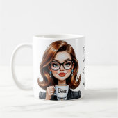 Schöne Lady Boss mit Brille Kaffeetasse (Links)