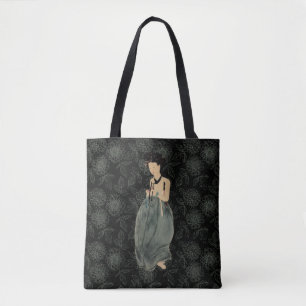 Schöne Lady mit einem koreanischen Hanbok Tasche