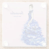 Schöne Lady mit Funkelnd blauer Mode Glasuntersetzer (Rückseite)