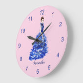 Schöne Lady mit Funkelnd Blauer Mode Große Wanduhr (Winkel)