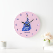 Schöne Lady mit Funkelnd Blauer Mode Große Wanduhr (Zuhause)