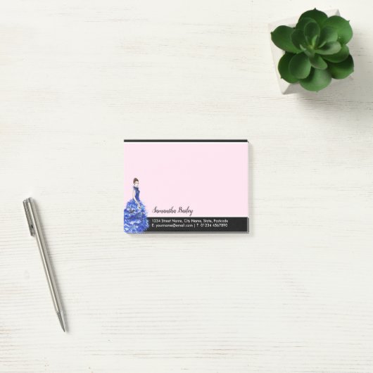 Schöne Lady mit Funkelnd blauer Mode Post-it Klebezettel (Büro)