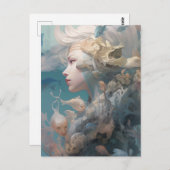Schöne Lady of the Sea with Fish Postkarte (Vorne/Hinten)