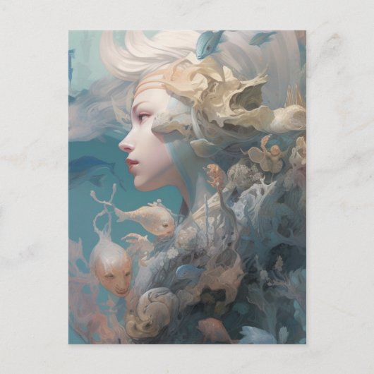 Schöne Lady of the Sea with Fish Postkarte (Vorderseite)