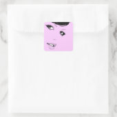 Schöne Lady Quadratischer Aufkleber (Tasche)