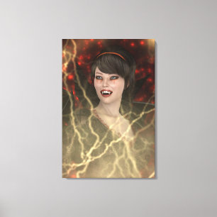 Schöne Lady Vamp perfekter Halloween Hexenstil Leinwanddruck