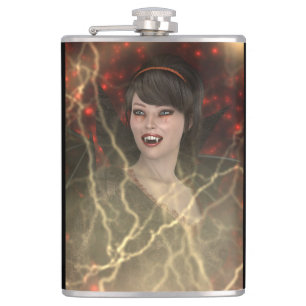 Schöne Lady Vamp Perfekter Halloween-Stil Flachmann