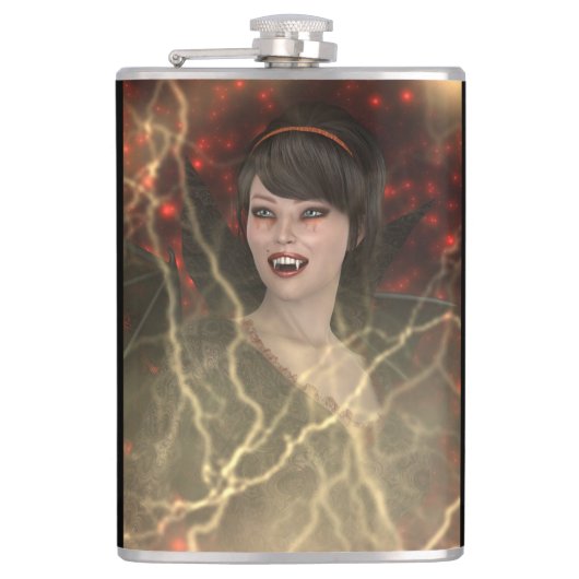 Schöne Lady Vamp Perfekter Halloween-Stil Flachmann (Vorderseite)