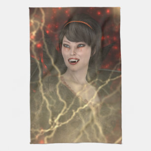 Schöne Lady Vamp Perfekter Halloween-Stil Handtuch