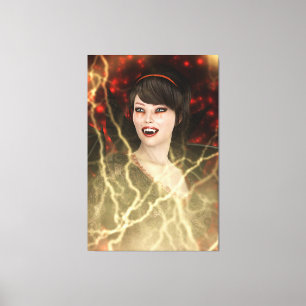Schöne Lady Vamp Perfekter Halloween-Stil Leinwanddruck
