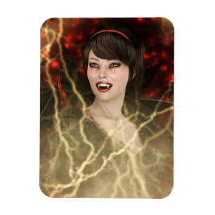 Schöne Lady Vamp Perfekter Halloween-Stil Magnet