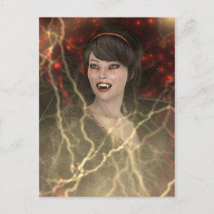 Schöne Lady Vamp Perfekter Halloween-Stil Postkarte