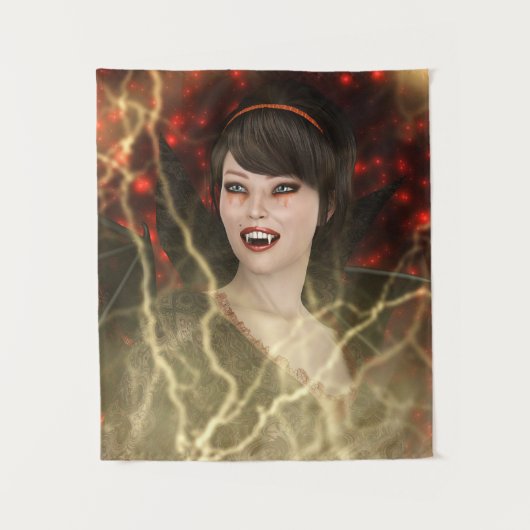 Schöne Lady Vamp Perfekter Halloween-Stil Wandteppich (Vorderseite)