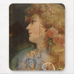 Schöne Lady Vintage Digital Collage Mousepad