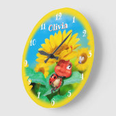 Schöne Ladybug snoozing auf Sonnenblumen. Große Wanduhr (Winkel)