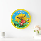 Schöne Ladybug snoozing auf Sonnenblumen. Große Wanduhr (Zuhause)