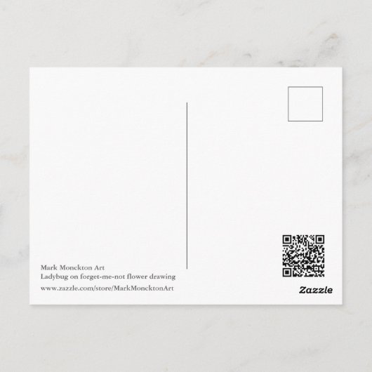 Schöne Ladybug Zeichnend Postkarte (Rückseite)