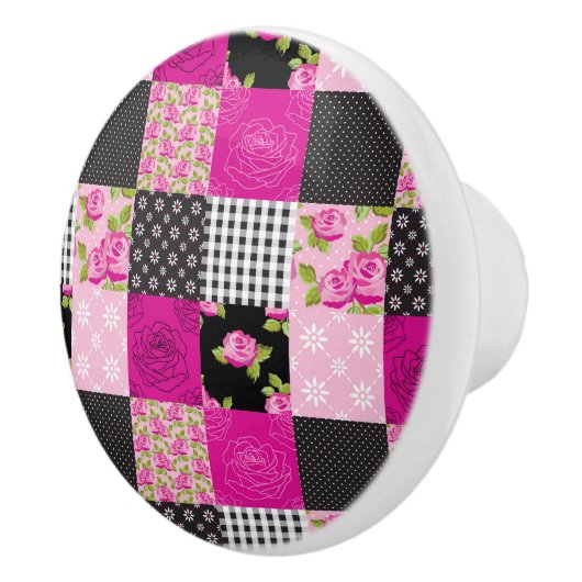 Schöne Land-Patchwork-Steppdecke Keramikknauf (Rechts)