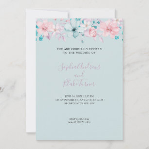 Schöne ländliche Hochzeit in Rosa und Blau mit flo Einladung