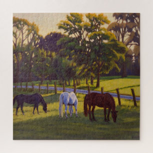 Schöne Landpferde grasen Poster Puzzle