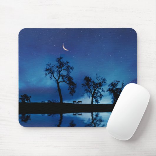 Schöne Landpferde Starry Night Moon Mousepad (Mit Mouse)