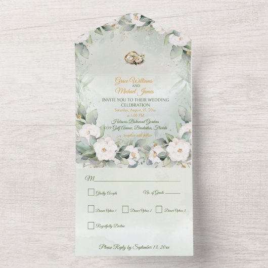 Schöne Landschaft auf einer Hochzeit All In One Einladung (Innen Boden)