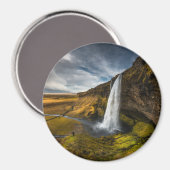 Schöne Landschaft Aussicht auf Seljalandsfoss Magnet (Vorderseite/Rückseite)