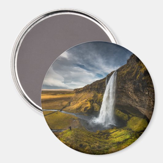 Schöne Landschaft Aussicht auf Seljalandsfoss Magnet (Vorderseite/Rückseite)