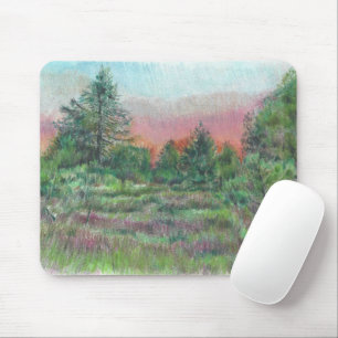 Schöne Landschaft Bäume Rosa Kunst Mousepad