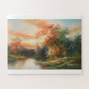 Schöne Landschaft bei Sonnenuntergang Puzzle