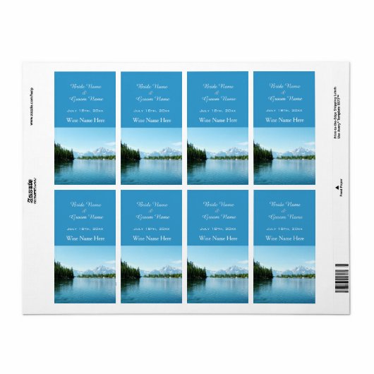 schöne Landschaft Bild Hochzeitsweinetiketten. (Vorne)