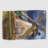 Schöne Landschaft der niederländischen Windmühle - Golfhandtuch (Horizontal)