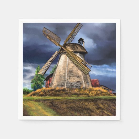 Schöne Landschaft der niederländischen Windmühle - Serviette (Vorderseite)
