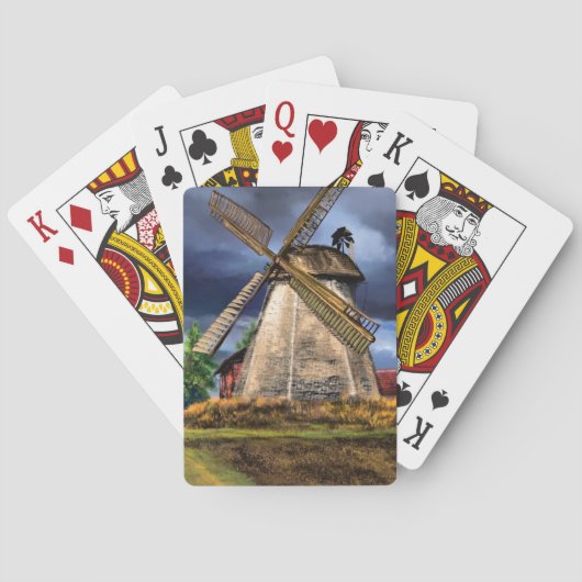Schöne Landschaft der niederländischen Windmühle - Spielkarten (Rückseite)