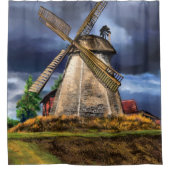 Schöne Landschaft der niederländischen Windmühle Z Duschvorhang (Vorderseite)