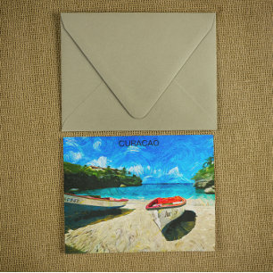 Schöne Landschaft der tropischen Insel Curacao Postkarte